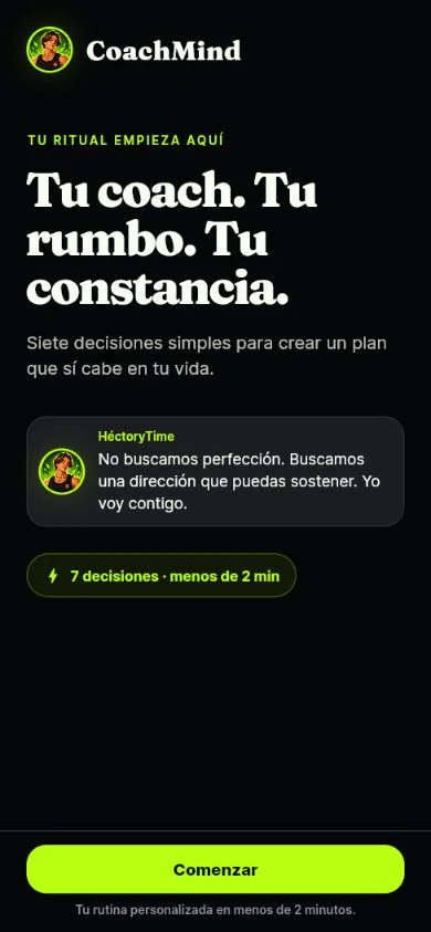 Bienvenida real del ritual CoachMind: tu coach, tu rumbo y tu constancia